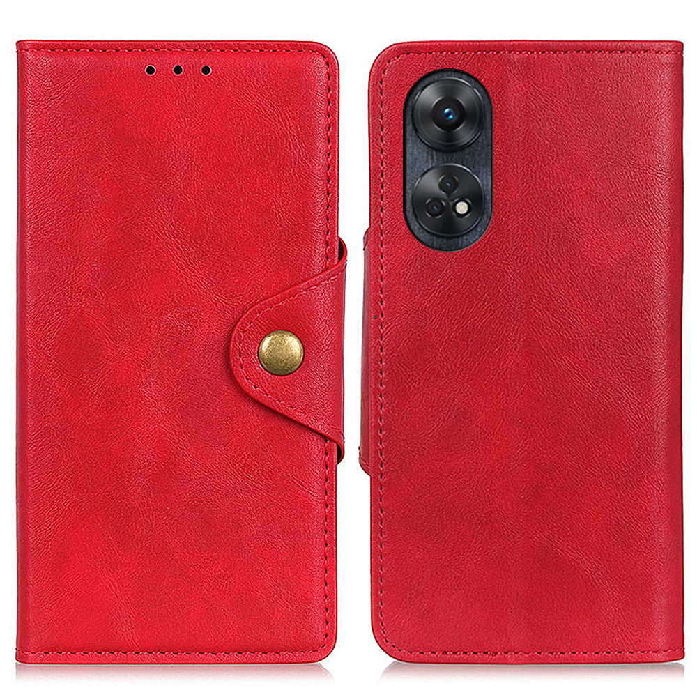 For Oppo Reno8 T 4G PU Leather Phone Case Brass Buckle Protective Wallet Stand Cover For Oppo Reno8 T 4G PU Leather Phone Case Brass Buckle Protective Wallet Stand Cover